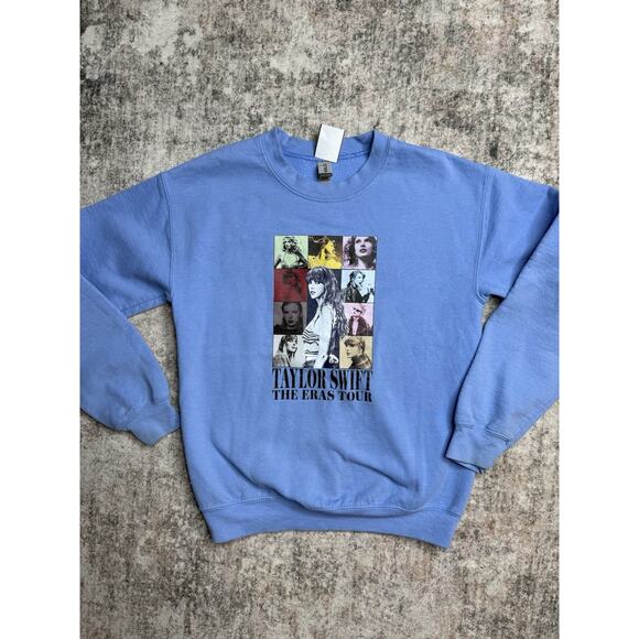 Taylor Swift The Eras Tour Crewneck Sweatshirt Blue Size Small Gildan - Picture 1 of 7